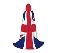FSCEV Cape à capuche drapeau du Royaume-Uni pour adolescents Faucheuse vampire sorcière carnaval Halloween Magicien Costume