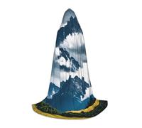 FSCEV Cape à capuche paysage avec montagnes et nuages pour adolescents Faucheuse vampire sorcière carnaval Halloween Magicien Costume