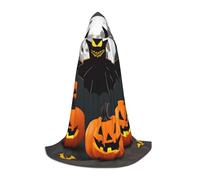 FSCEV Cape à capuche pour adolescents avec motif lune, chauve-souris, citrouille, vampire, sorcière, carnaval, Halloween, magicien
