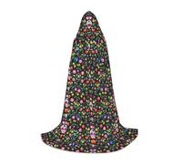 FSCEV Cape à capuche Sugar Horror Tête de mort et fleurs pour adolescents Faucheuse Vampire Sorcière Carnaval Halloween Magicien Costume