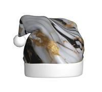 FSCEV Chapeau de Noël de luxe à motif marbré pour adulte, chapeau de Père Noël en peluche pour Noël, Nouvel An, cadeaux de vacances festifs