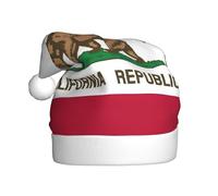 FSCEV Chapeau de Noël drapeau de l'État de Californie pour adulte Chapeau de Père Noël en peluche pour Noël, Nouvel An, cadeaux de vacances festifs