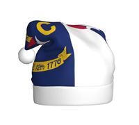 FSCEV Chapeau de Noël drapeau de l'État de la Caroline du Nord pour adulte Chapeau de Père Noël en peluche pour Noël, Nouvel An, cadeaux de vacances festifs