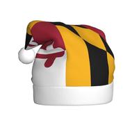 FSCEV Chapeau de Noël drapeau de l'État du Maryland pour adulte Chapeau de Père Noël en peluche pour Noël, Nouvel An, cadeaux de vacances festifs