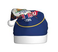 FSCEV Chapeau de Noël drapeau de l'Utah pour adulte Chapeau de Père Noël en peluche pour Noël, Nouvel An, cadeaux de vacances festifs