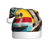 FSCEV Chapeau de Noël en forme de tram de Lisbonne pour adulte - Chapeau de Père Noël en peluche pour Noël, Nouvel An, cadeaux de vacances festifs