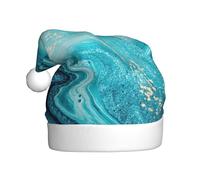 FSCEV Chapeau de Noël en marbre bleu pierre doré pour adulte Chapeau de Père Noël en peluche pour Noël, Nouvel An, cadeaux de vacances festifs