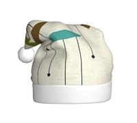 FSCEV Chapeau de Noël imprimé moderne du milieu du siècle pour adulte Chapeau de Père Noël en peluche pour Noël, Nouvel An, cadeaux de vacances festifs
