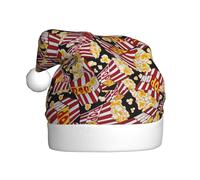 FSCEV Chapeau de Noël imprimé pop-corn pour adulte en peluche pour Noël, Nouvel An, cadeaux de vacances festifs