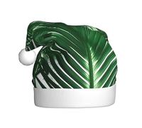 FSCEV Chapeau de Noël vert en forme de feuille de palmier pour adulte - Chapeau de Père Noël en peluche pour Noël, Nouvel An, cadeaux de vacances festifs