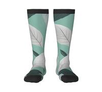 FSCEV Chaussettes de sport pour adulte Motif feuilles Gris menthe, 2 Noir-1, Taille unique
