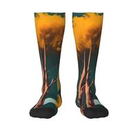 FSCEV Chaussettes de sport pour adulte Parcs nationaux Sunshine Trees Chaussettes de sport de course à pied Chaussettes de marche Voyage Activités quotidiennes, 2 Noir-2, Taille unique