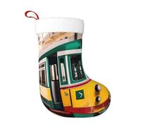 FSCEV Chaussettes décoratives de Noël avec motif de tramway de Lisbonne, grand sac cadeau de Noël pour la famille et les vacances