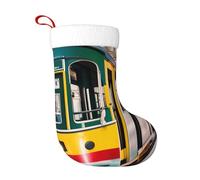 FSCEV Chaussettes décoratives de Noël en forme de tramway de Lisbonne, grand sac cadeau de Noël pour la famille, les vacances, les décorations