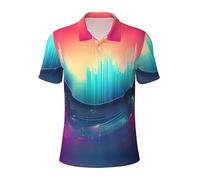 FSCEV Cool Music Sound Wave Polo de golf à manches courtes pour homme pour un usage quotidien décontracté Coupe régulière, Noir , 3XL