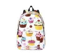 FSCEV Delicious Cupcakes Sac à dos en toile de grande capacité Sac d'école pour ordinateur portable Camping Randonnée Voyage, Noir , S