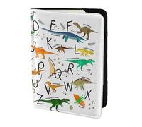 FSCEV Étui de passeport élégant pour apprendre les lettres de l'alphabet avec dinosaures - Accessoires de voyage en cuir