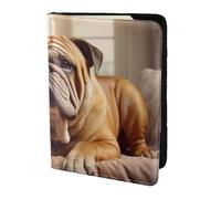 FSCEV Étui de passeport en cuir avec motif bouledogues anglais