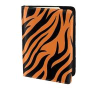 FSCEV Étui de passeport en cuir avec motif tigré et rayures oranges