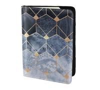 FSCEV Étui de passeport en cuir pour passeport - Motif hexagones et diamants bleus