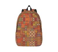 FSCEV Group Of Marocain Sac à dos géométrique en toile Basique Grande capacité Cartable Sac pour ordinateur portable Camping Randonnée Voyage, Noir , M