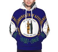 FSCEV Kentucky State Flag Sweat à capuche pour homme Vêtements de sport pour le printemps, l'automne et l'hiver, Noir , XXL