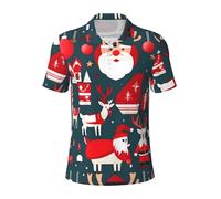 FSCEV Merry Christmas Polo de golf à manches courtes pour homme pour un usage quotidien décontracté Coupe régulière, Noir , L