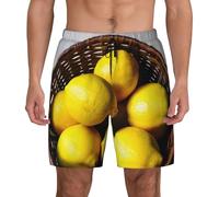 FSCEV One Basket Lemons Short de bain pour homme avec doublure de compression extensible, Noir , M court