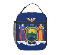 FSCEV Sac à déjeuner isotherme avec drapeau de l'État de New York - Sac de travail frais ou chaud
