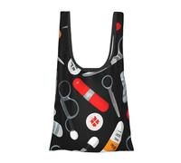 FSCEV Sac de courses réutilisable avec motif de médecine de dessin animé, sac de courses utilitaire, sac de rangement multi-usages