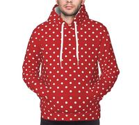 FSCEV Sweat à capuche chaud pour homme à gros pois blancs pour le printemps, l'automne et l'hiver, Noir , XL