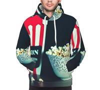 FSCEV Sweat à capuche pour homme avec inscription « Movie Clapboard And Popcorn » - Pour le printemps, l'automne et l'hiver, Noir , XL
