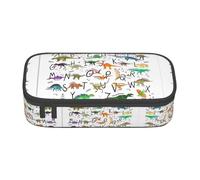FSCEV Trousse élégante d'apprentissage des lettres de l'alphabet avec dinosaures - Grande capacité - Grand sac de rangement pour bureau, Noir , Taille unique, Organiseur de sac