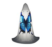 FSCEV Une cape à capuche papillon bleue pour adolescents Faucheuse vampire sorcière carnaval Halloween Magicien Costume