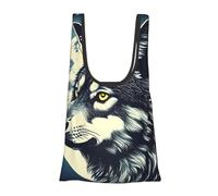 FSCEV Wolf Night Moon Sac d'épicerie réutilisable Sac fourre-tout utilitaire Sac de rangement multifonction