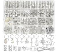 Fscwlmon Lot de 260 bijoux de cheveux pour tresses, accessoires de cheveux pour dreadlocks, pinces à cheveux en métal, anneaux de manchette et breloques réglables pour homme et femme