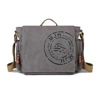 FSD.WG Sac à bandoulière en toile pour homme, sac de voyage pour ordinateur portable 34,3 cm, gris (gris), Large