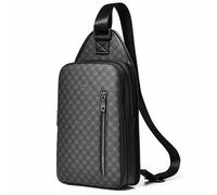 FSD WG Sac à dos à bandoulière pour homme - Sac de poitrine à bandoulière, sac à bandoulière pour voyage, randonnée, résistant à l'eau, 09 Noir, Large