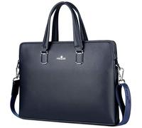 FSD.WG ]Sac de travail en cuir pour ordinateur portable pour hommes, bleu, L