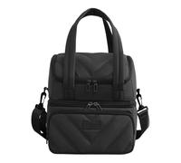 FSDFKPOP Sac à déjeuner isotherme à double étage pour femme - Bretelles étanches - Poches isothermes de 12 L - Pour le travail, le pique-nique, les voyages, la plage (rose) (noir, taille L)