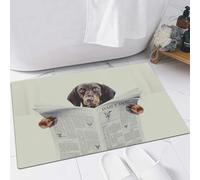 FSDGY Tapis de Bain,Tapis Salle de Bain Moelleux en Microfibre,Tapis de Douche Absorbant Lavable en Machine,Chien Teckel lisant Un Journal Magazine dans la Chambre au lit,40x60 cm