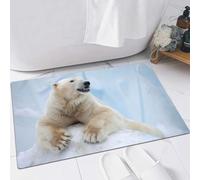 FSDGY Tapis de Bain,Tapis Salle de Bain Moelleux en Microfibre,Tapis de Douche Absorbant Lavable en Machine,Zoo, Portrait d'un Grand Ours Blanc Polaire sur des Griffes de Glace. Antarctique,40x60 cm