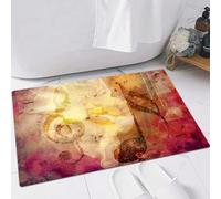 FSDGY Tapis de Bain,Tapis Salle de Bain Moelleux en Microfibre,Tapis de Douche Absorbant Lavable en Machine,Abstrait Artistique, Œuvre Musicale Moderne, Classe, Note de Musique,60x90 cm