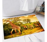 FSDGY Tapis de Bain,Tapis Salle de Bain Moelleux en Microfibre,Tapis de Douche Absorbant Lavable en Machine,Girafe, Faune et Safari en Afrique, Art de la Girafe et des Animaux,40x60 cm