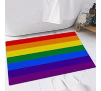 FSDGY Tapis de Bain,Tapis Salle de Bain Moelleux en Microfibre,Tapis de Douche Absorbant Lavable en Machine,Pôle LGBT Original 8 Amour Couleurs Gay Pride Arc-en-Ciel Homosexualité Asexuel Bi,60x90 cm