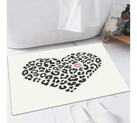 FSDGY Tapis de Bain,Tapis Salle de Bain Moelleux en Microfibre,Tapis de Douche Absorbant Lavable en Machine,Baiser, Motif Peau de léopard Sauvage en Forme de cœur et Un Ki,60x90 cm