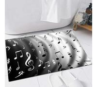 FSDGY Tapis de Bain,Tapis Salle de Bain Moelleux en Microfibre,Tapis de Douche Absorbant Lavable en Machine,Une Illustration d'un Fond de Notes de Musique,60x90 cm