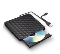 FSDJIMBB Lecteur CD/DVD Externe pour PC, USB 3.0 Type C Graveur Enregistreur Portable RW/ROM Mince Transmission Rapide Câble USB Intégrée Windows/Mac OS/iMac/Macbook/Laptop/Desktops/PC