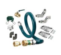 FSE 373-KR-M5024K12 Kit de raccord de gaz #12, tuyau flexible en acier inoxydable avec extrémités rotatives, enveloppe radiale, utilisation d'équipement de cuisine commerciale, argent, kit complet