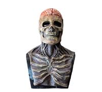 FSF.SDVC Masque effrayant en forme de crâne pour adultes avec tête de mort exposée - Masque intégral en latex pour Halloween et cosplay (rouge)